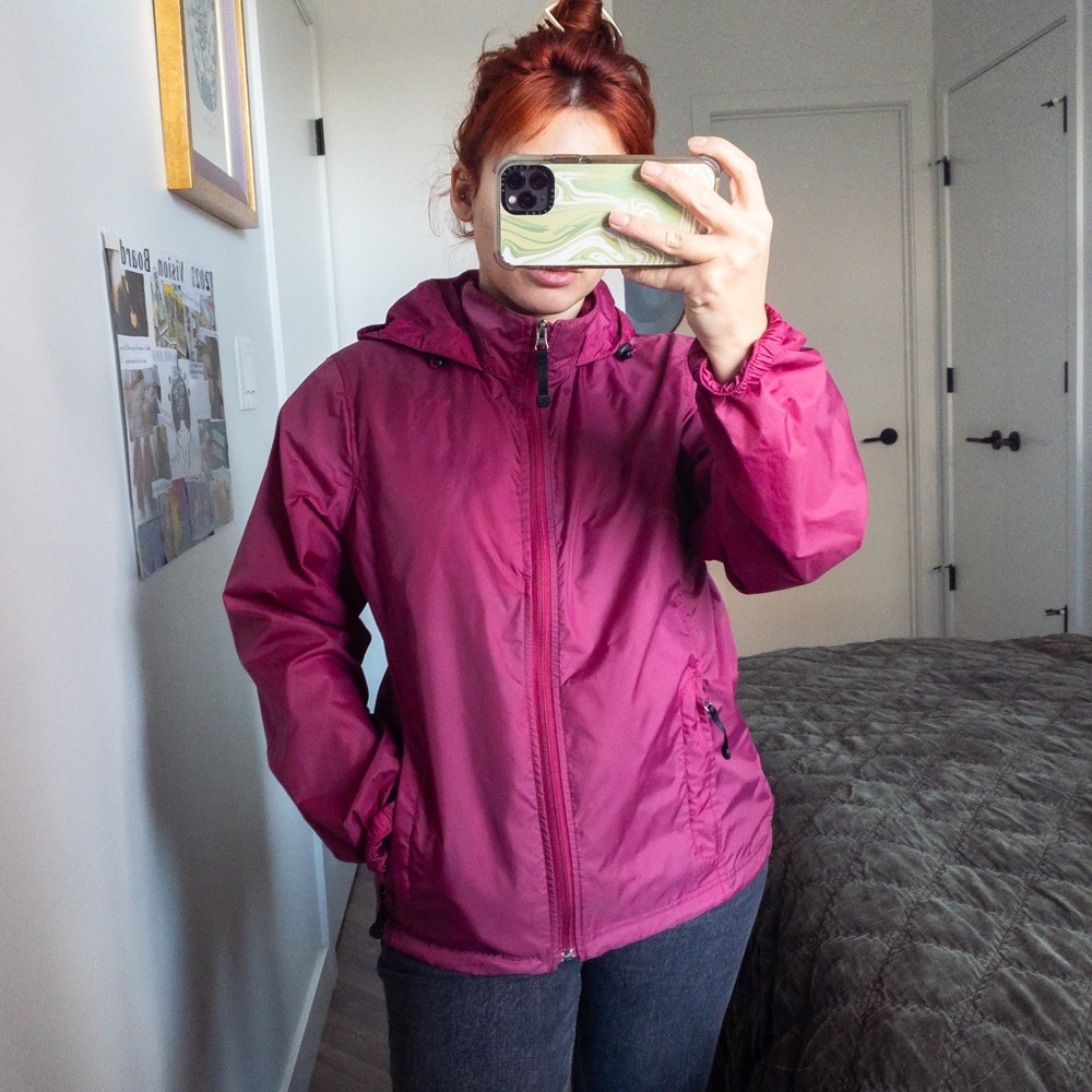 L.L. BEAN Pink Windbreaker with Hood